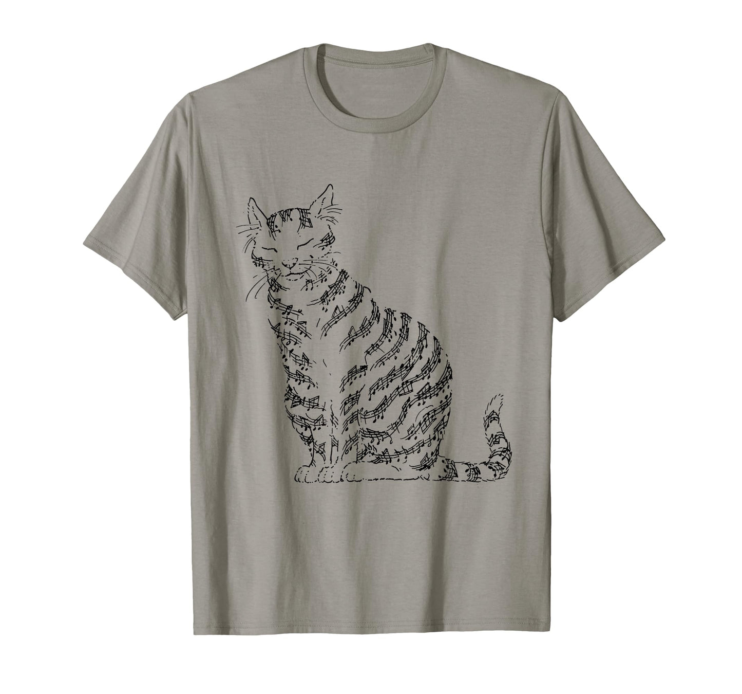 Cute Cat Kitty Playing Music Note Clef Musician Art T-Shirt