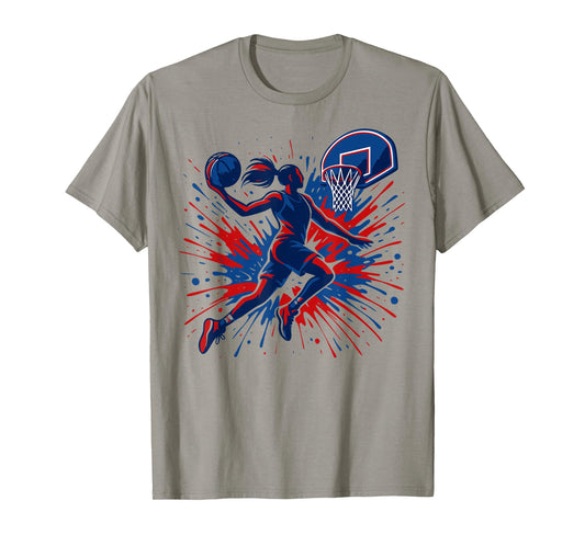 Red White Blue Basketball Color Splash USA Flag Basketball T-Shirt