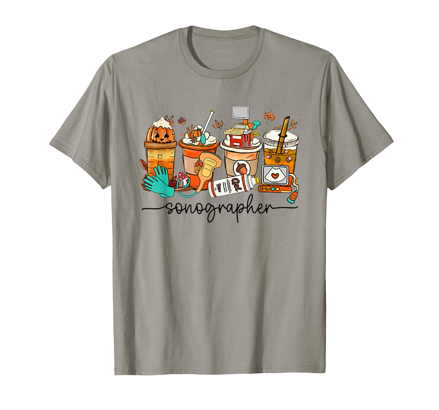 Autumn Sonographer Latte Ultrasound Pumpkin Vascular Tech T-Shirt