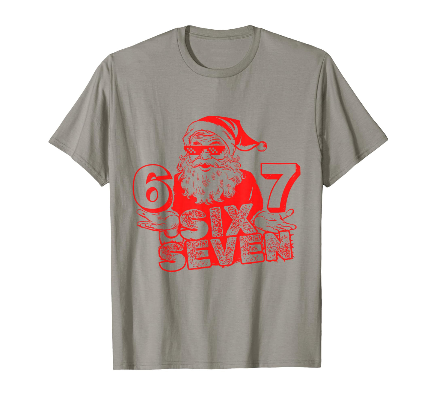67 Christmas 6 7 Meme Six Seven Funny Santa Xmas Boys Teens T-Shirt