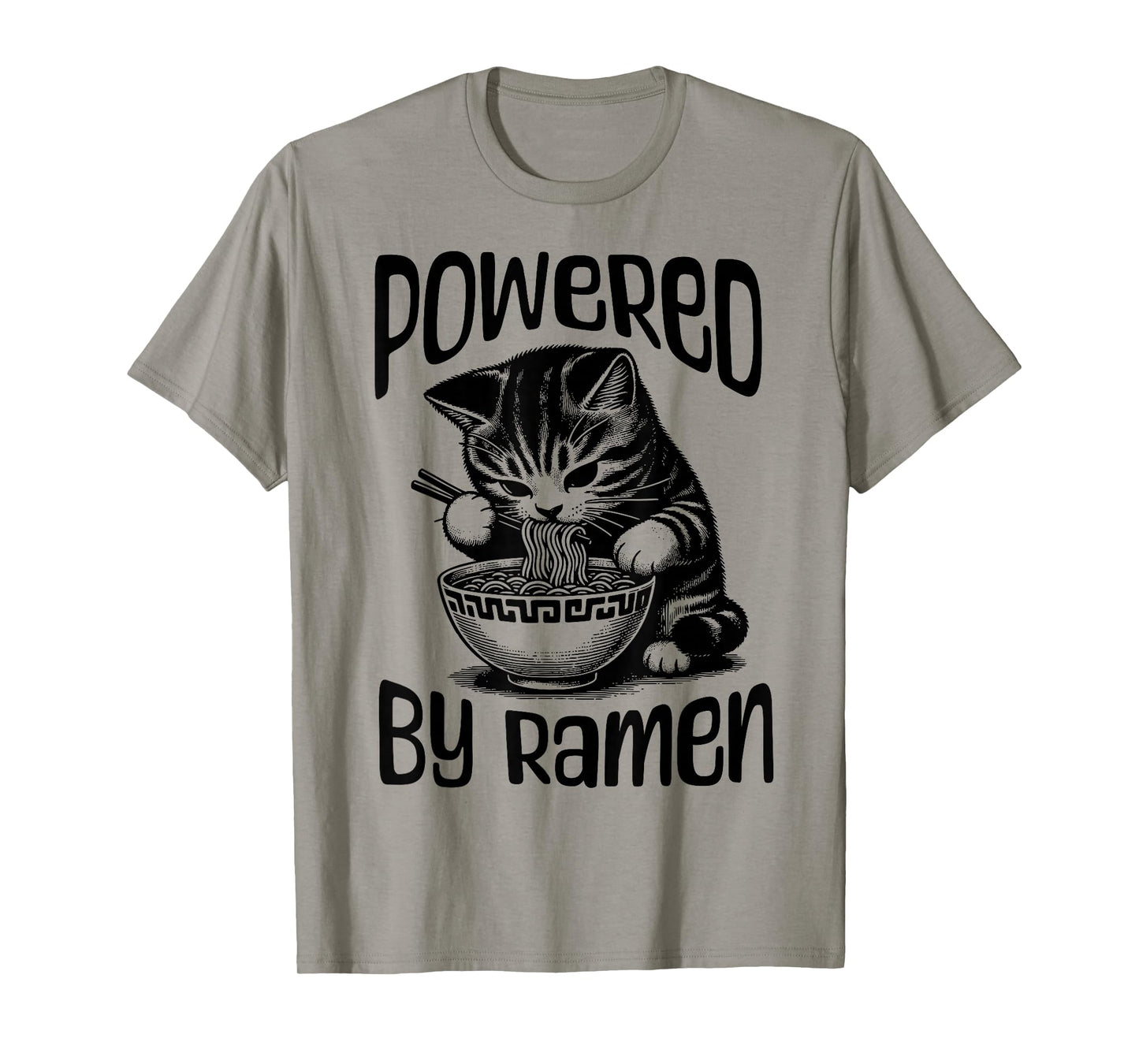Powered by Ramen Kitten Fun Japanese Ramen Noodle Cat Lover T-Shirt