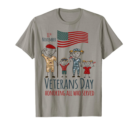 Veterans Day Shirt American Flag Military Family Kids USA T-Shirt