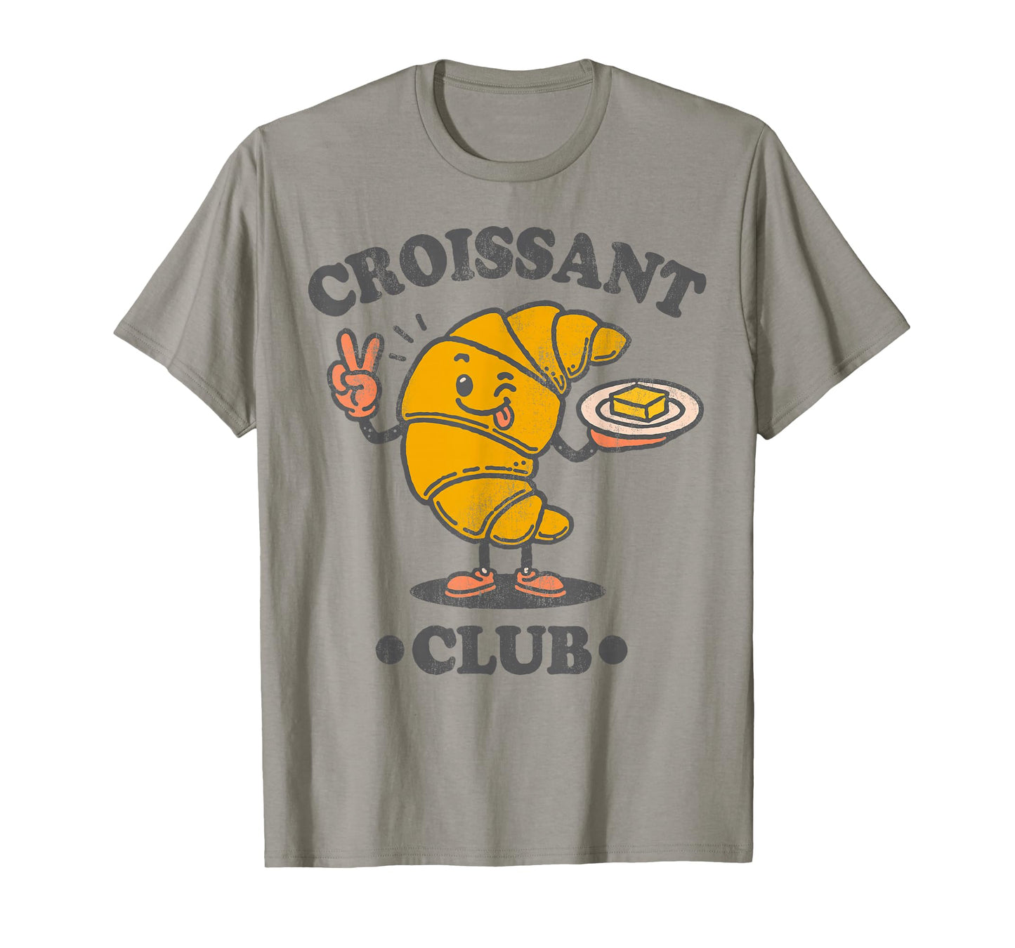 Croissant Club Cute French Pastry Cartoon T-Shirt