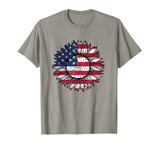 American Flag Sunflower Graphic 4th of July Plus Size T-Shirt