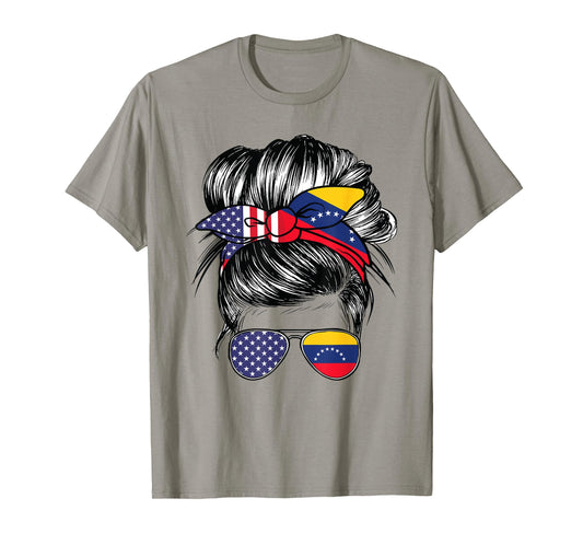 Venezuela Flag American Women Girl USA Heritage Venezuelan T-Shirt