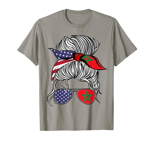 American Moroccan Patriot Flag Women Girl Morocco Grown T-Shirt