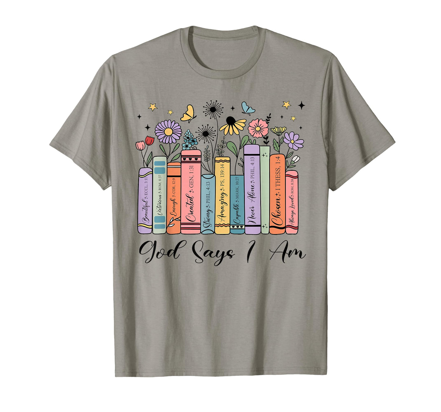 God Says I Am Floral Book Cute Christian Girl Teen Religious T-Shirt