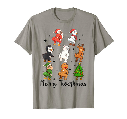 Funny Xmas Merry Twerkmas Christmas Characters Twerk Squad T-Shirt