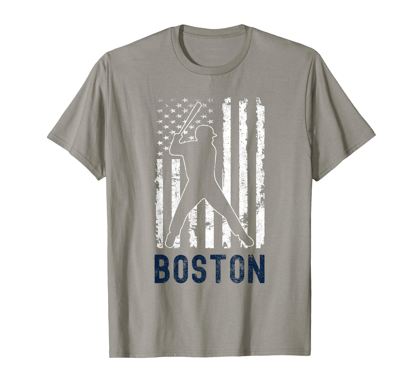 Boston Massachusetts American Flag Baseball Weathered T-Shirt