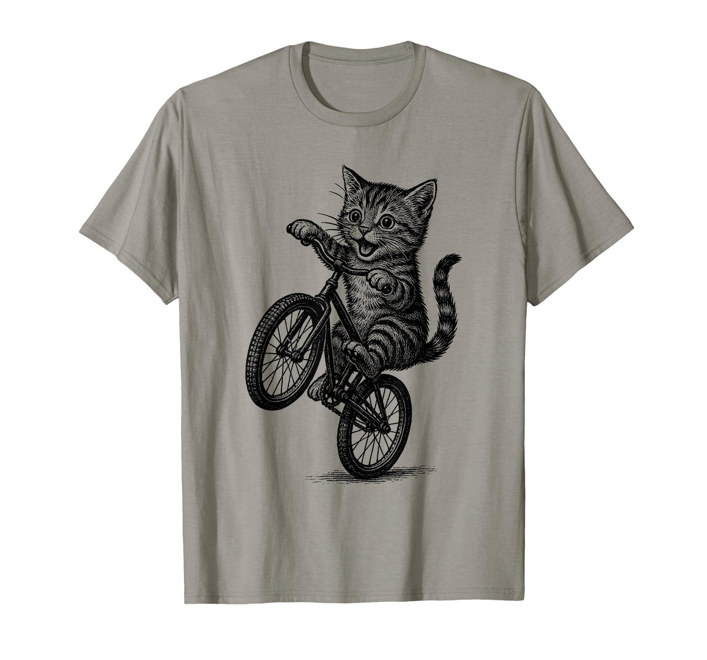 Vintage Kawaii Cute Cat Riding Bicycle Cycling Biker Cyclist T-Shirt