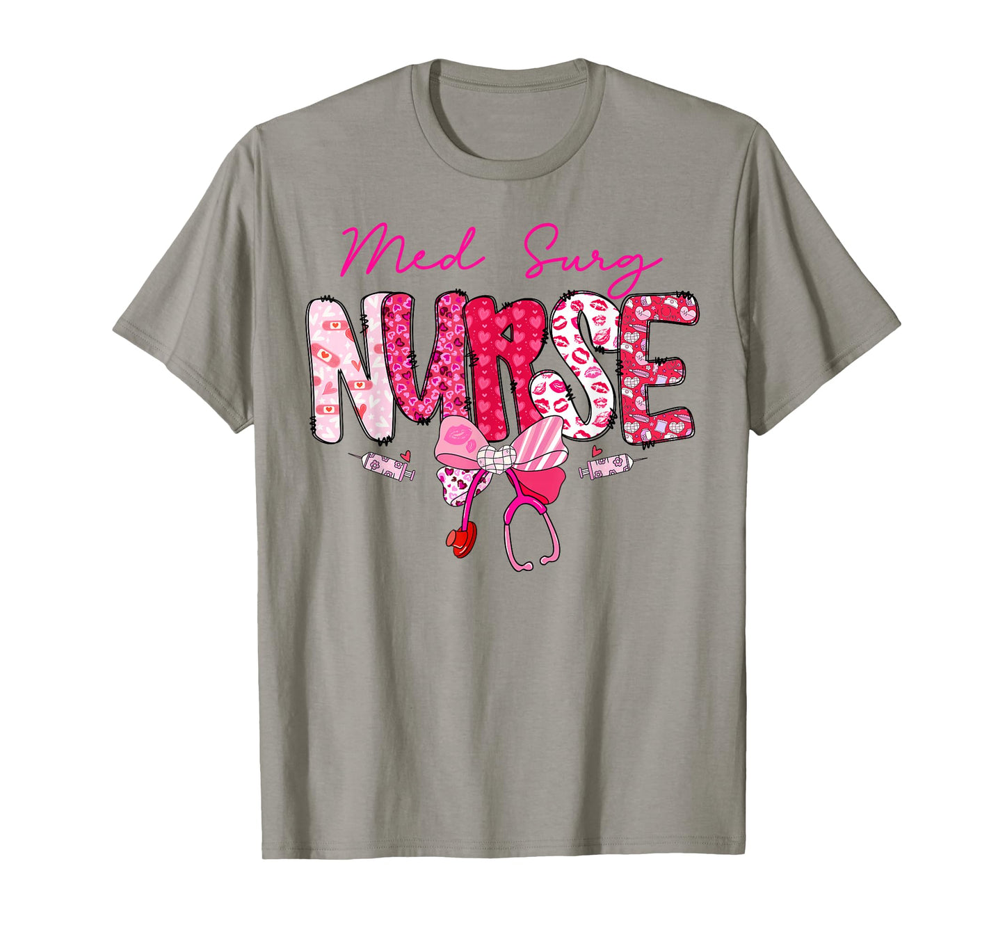 Med Surg Nurse Valentine's Day Stethoscope Coquette Bow T-Shirt