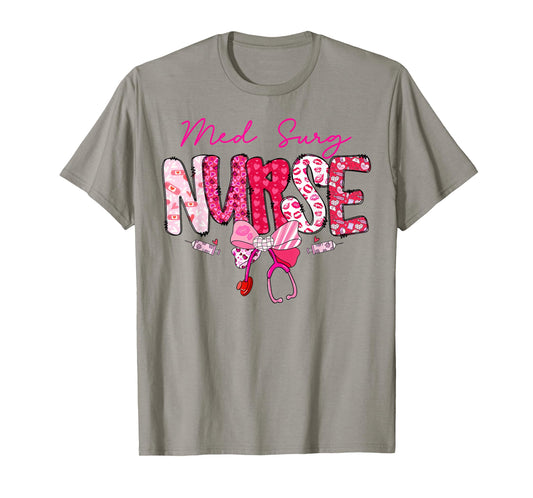 Med Surg Nurse Valentine's Day Stethoscope Coquette Bow T-Shirt