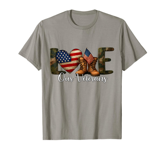 Camo American Flag Usa Proud Army Love Our Veterans T-Shirt