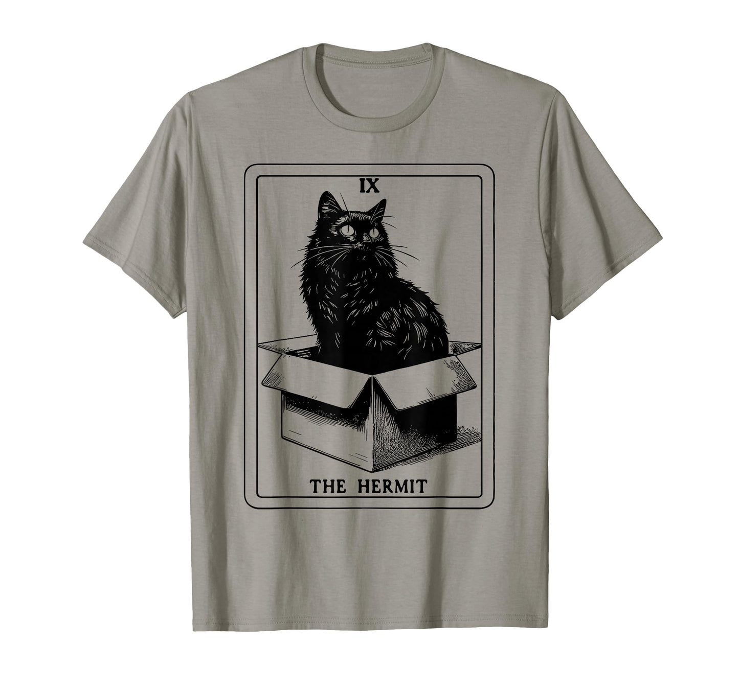 The Hermit Tarot Card Cat In Box Mystic Funny Cat T-Shirt