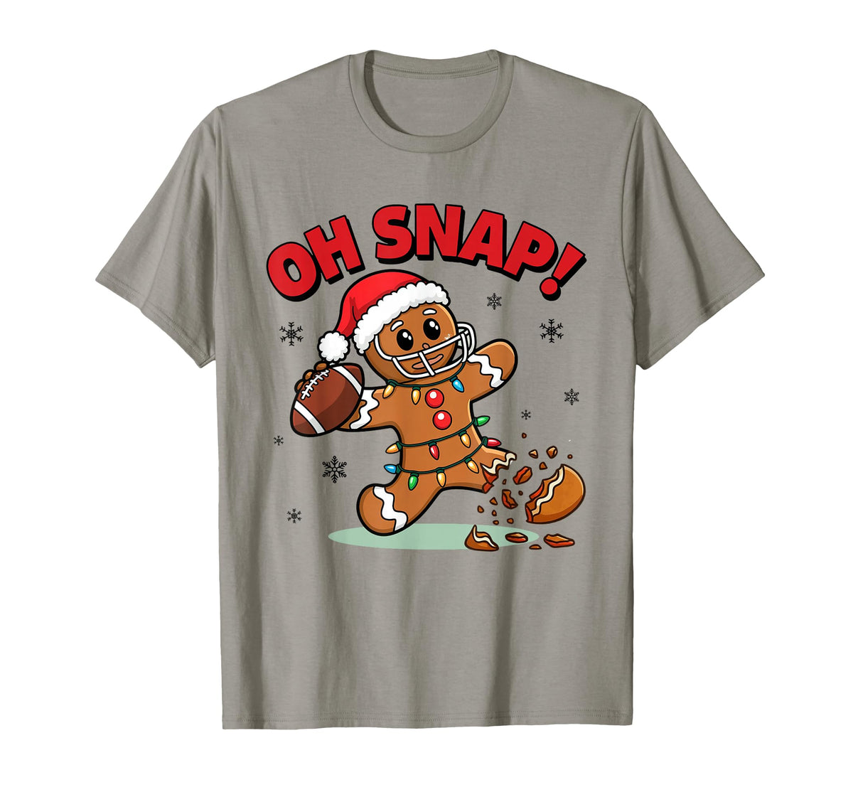 Oh Snap Funny Gingerbread Man Football Christmas Pajamas T-Shirt