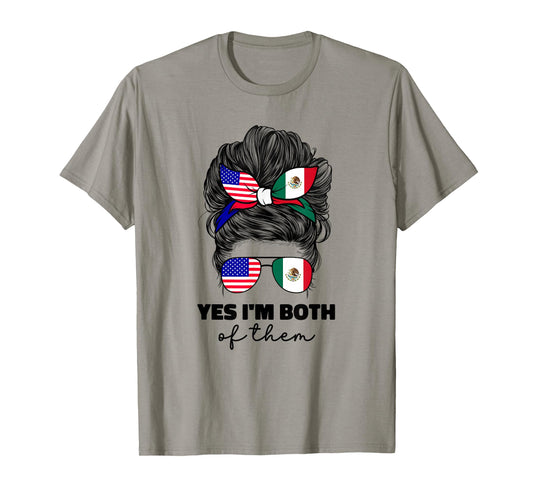 Half Mexican and American Mexico America USA Flag Girl Women T-Shirt