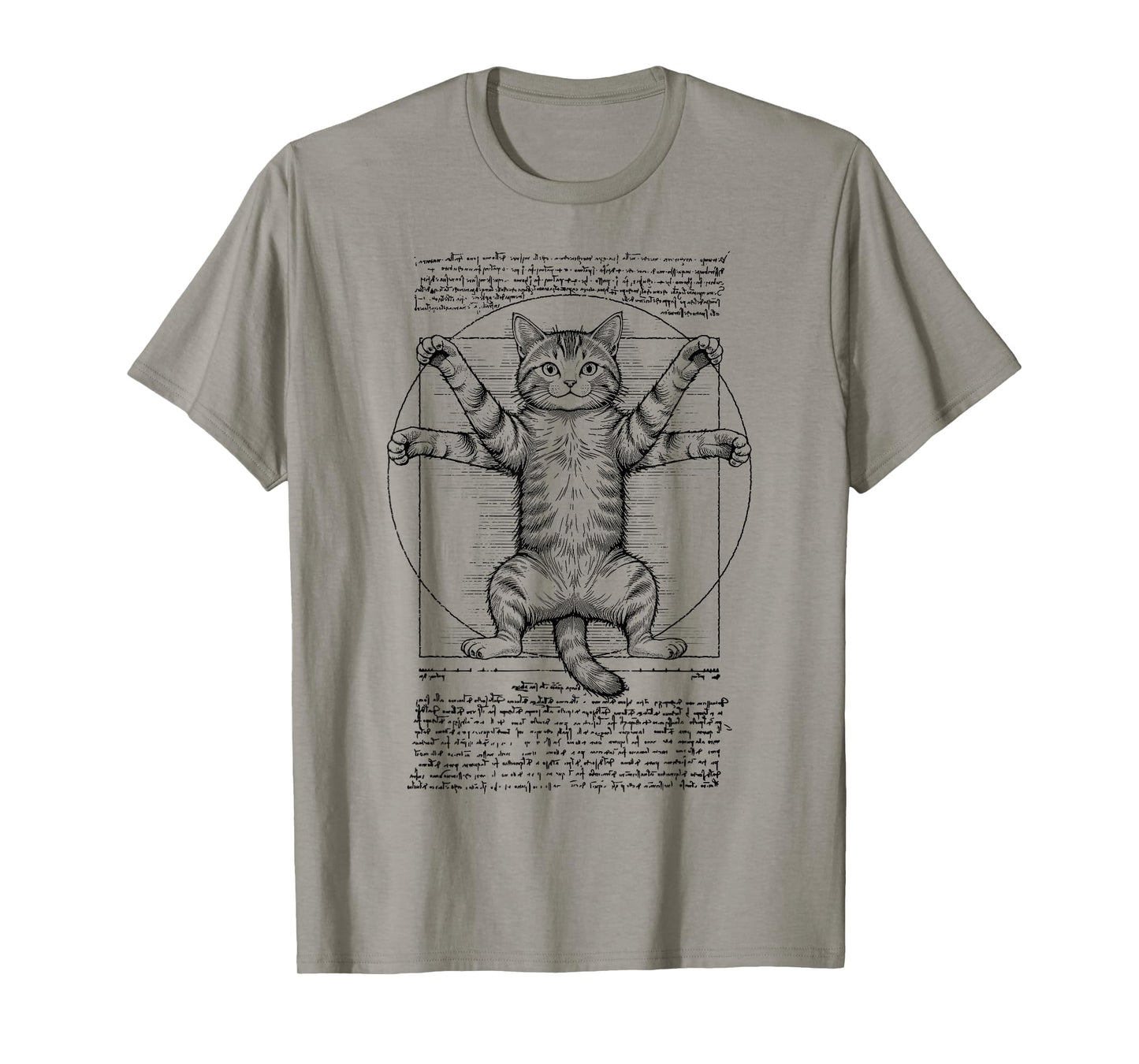 Vitruvian Man Cat Lover Funny Leonardo Da Vinci Tabby Cats T-Shirt