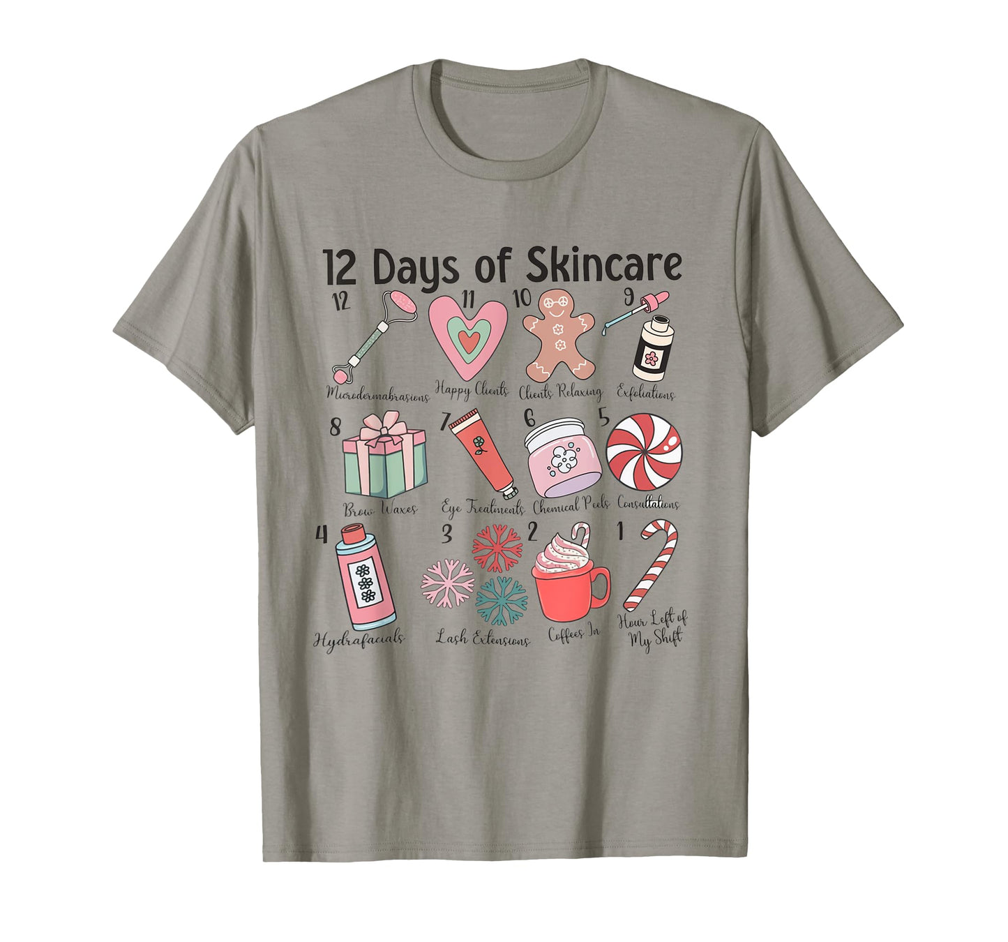 12 Days of Skincare Esthetician Christmas Dermatology MEDSPA T-Shirt