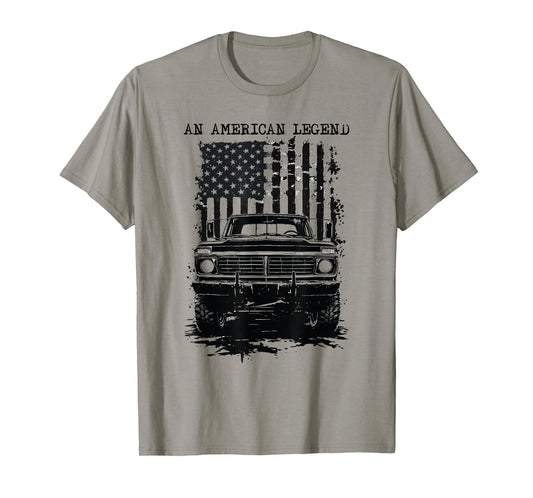 1976 Highboy Classic Dentside Truck Silhouette American Flag T-Shirt