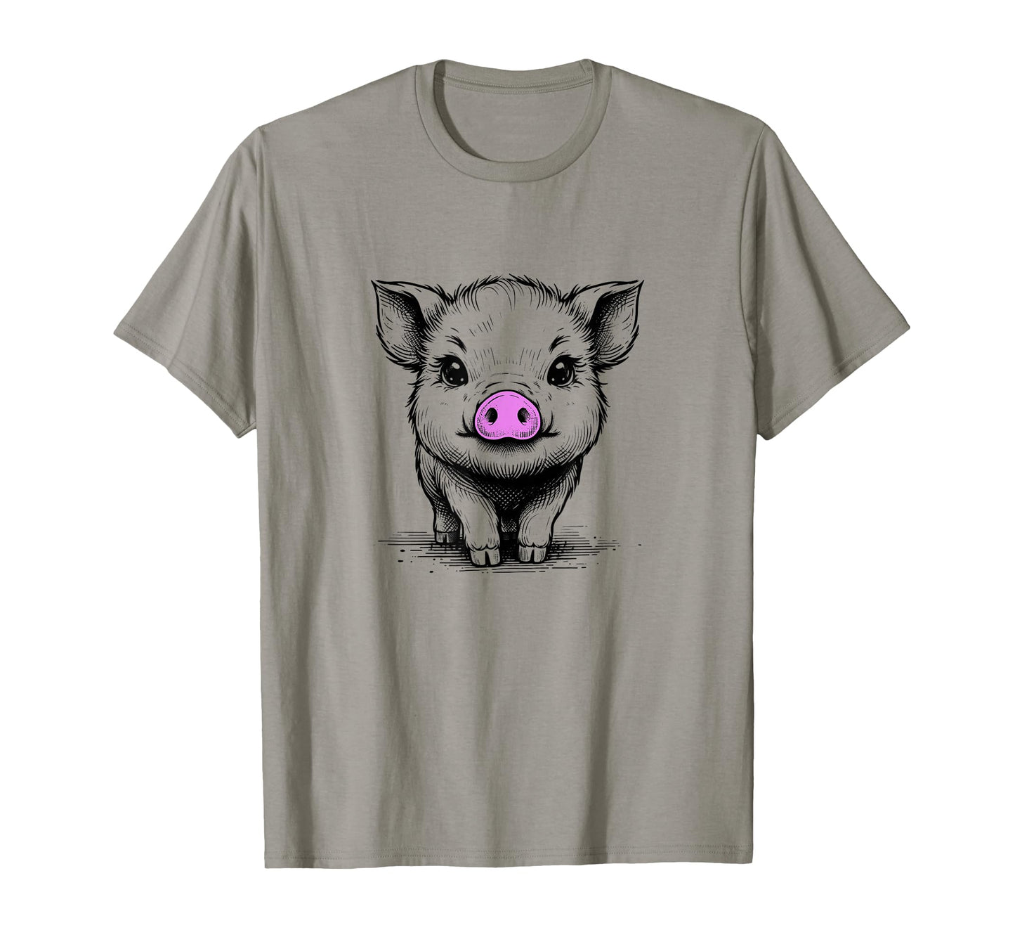 Cute Pig With Pink Nose Drawing T-Shirt