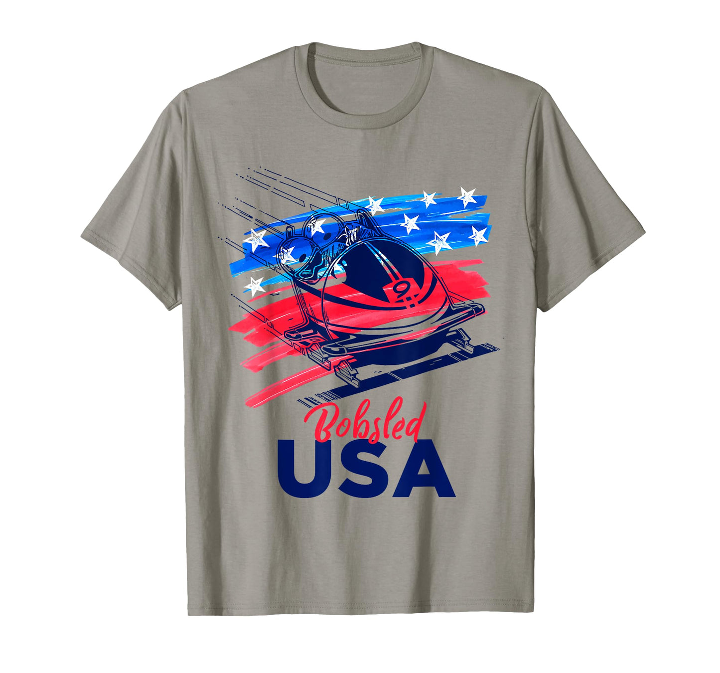 Bobsled USA Support the Team Tshirt USA Flag Skeleton Winter T-Shirt