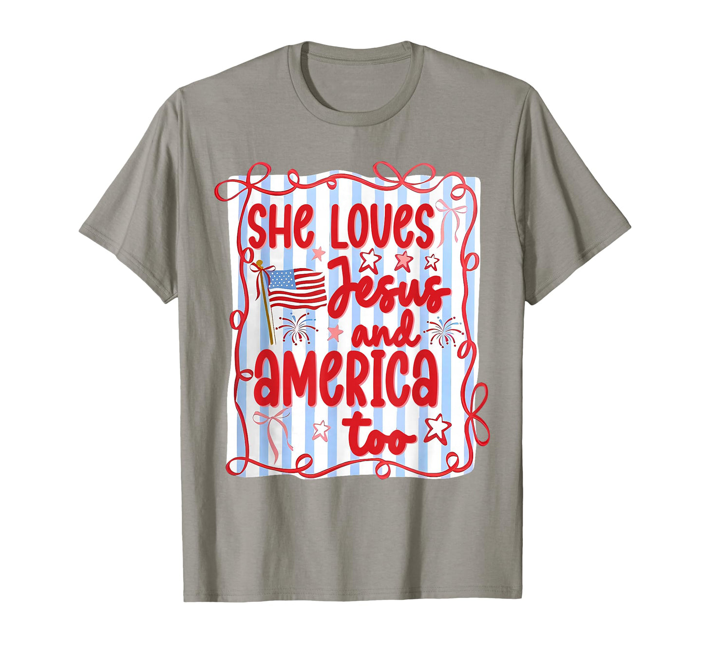 4th of July She Loves Jesus and America Too Christian Women T-Shirt