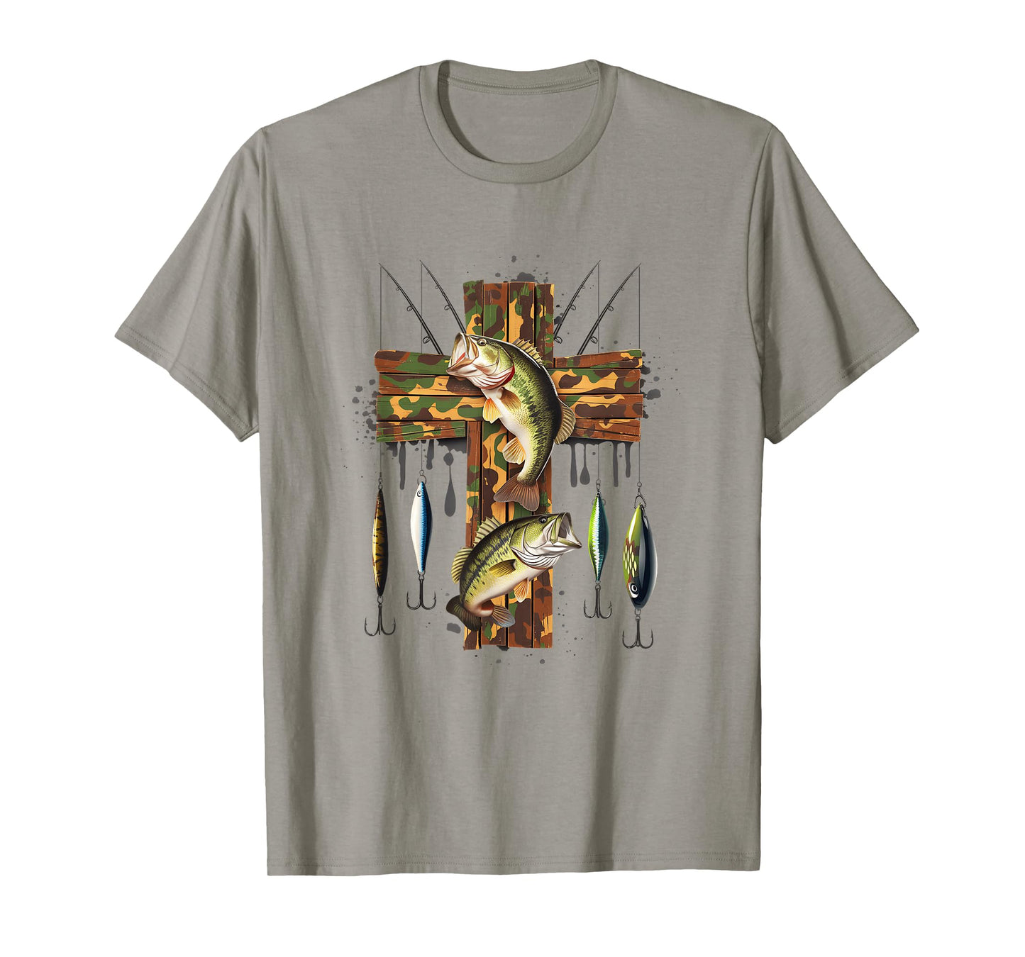Camo Cross Fishing Christian Fishers Of Men Bible Faith Fish T-Shirt