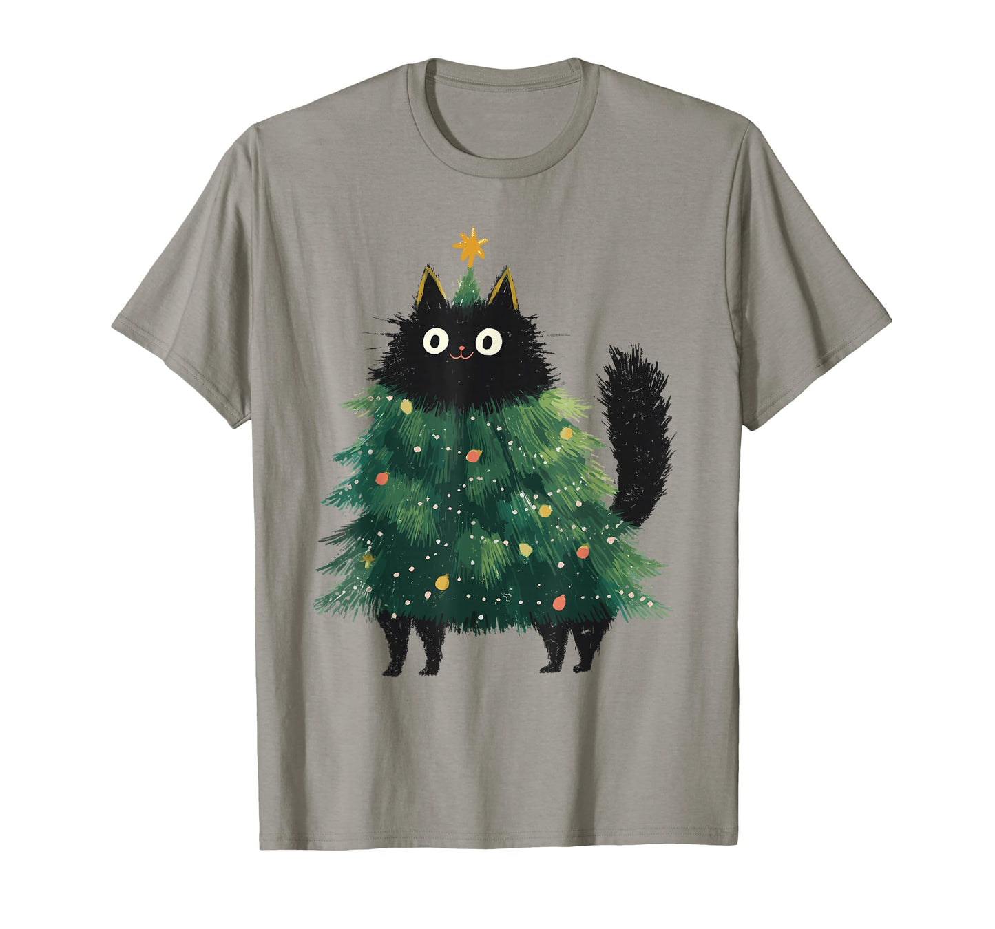 Cute Black Cat Christmas Tree Funny Kitten Lover Xmas Kids T-Shirt