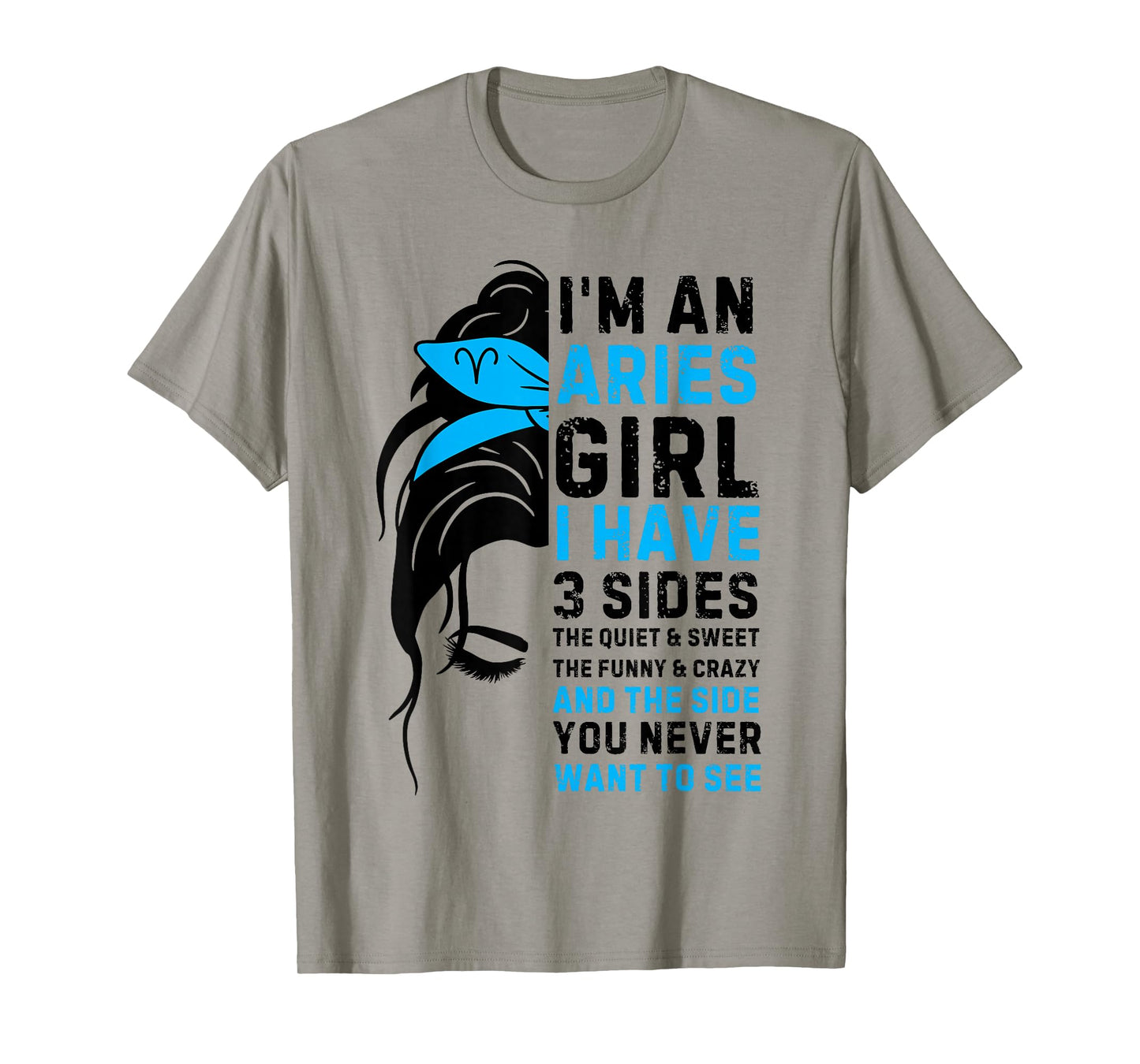 Aries Queen Aries Zodiac Sign Messy Bun Women Girls Ladies T-Shirt