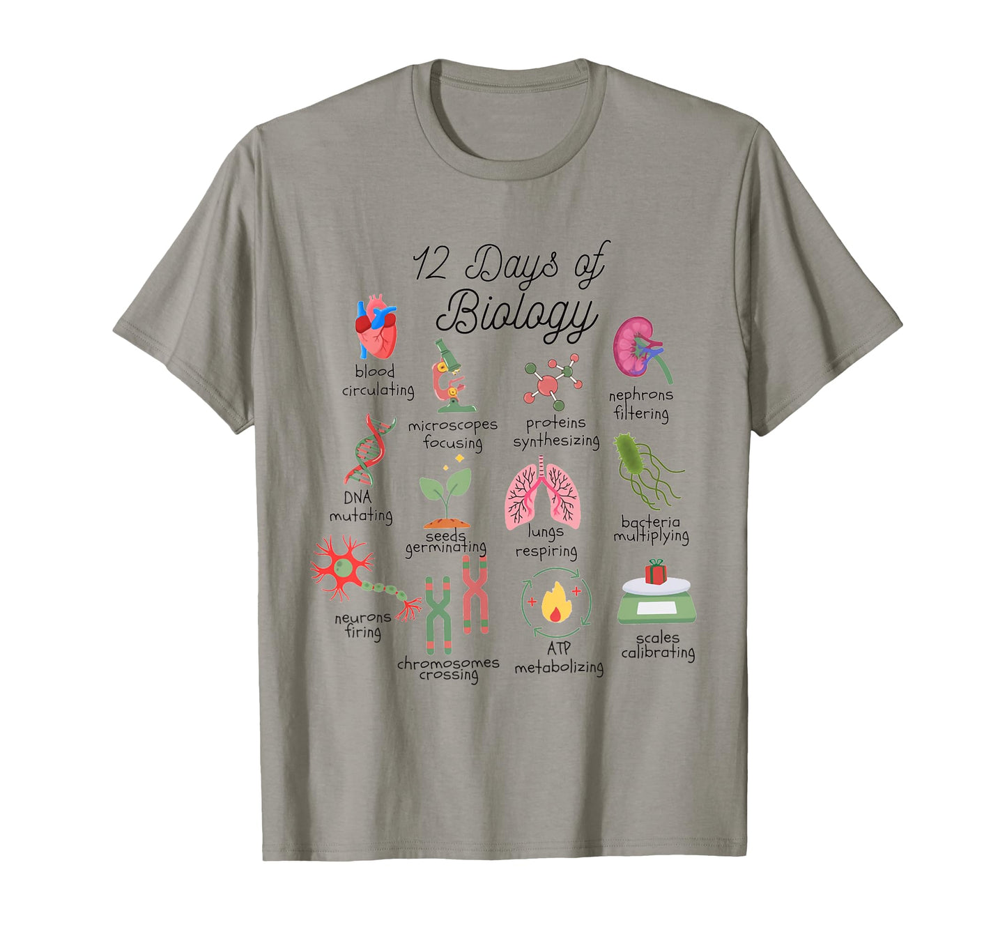 12 Days Of Biology Science Christmas Science Teacher Student T-Shirt