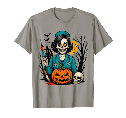 Creepy Skeleton Nurse Halloween Costume for Horror Fans T-Shirt