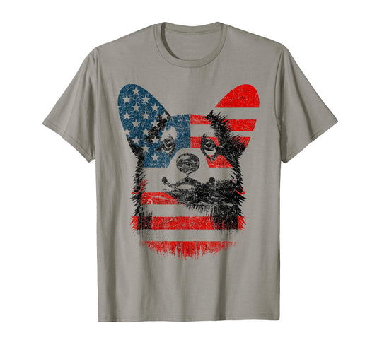 Patriotic Corgi Dog Lovers Cool American Flag 4th of July T-Shirt
