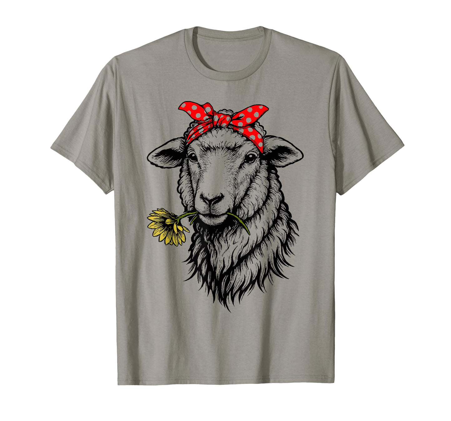 Funny Sheep with Bandana and Flower Farm Animal Lover T-Shirt