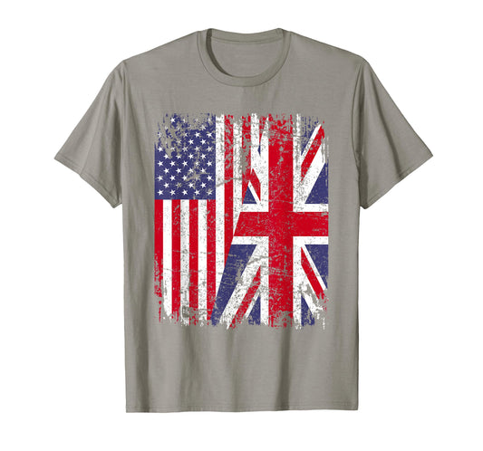 BRITISH ROOTS | Half American Flag | BRITAIN UK T-Shirt