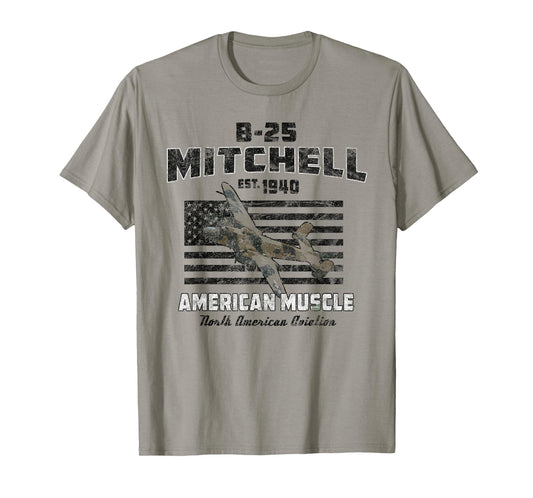 B-25 Mitchell WWII Bomber American Muscle Vintage T-Shirt