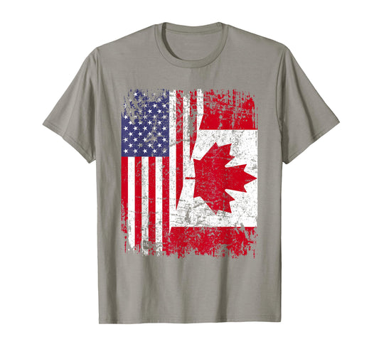 Canadian Roots | Half American Flag | Canada T-Shirt