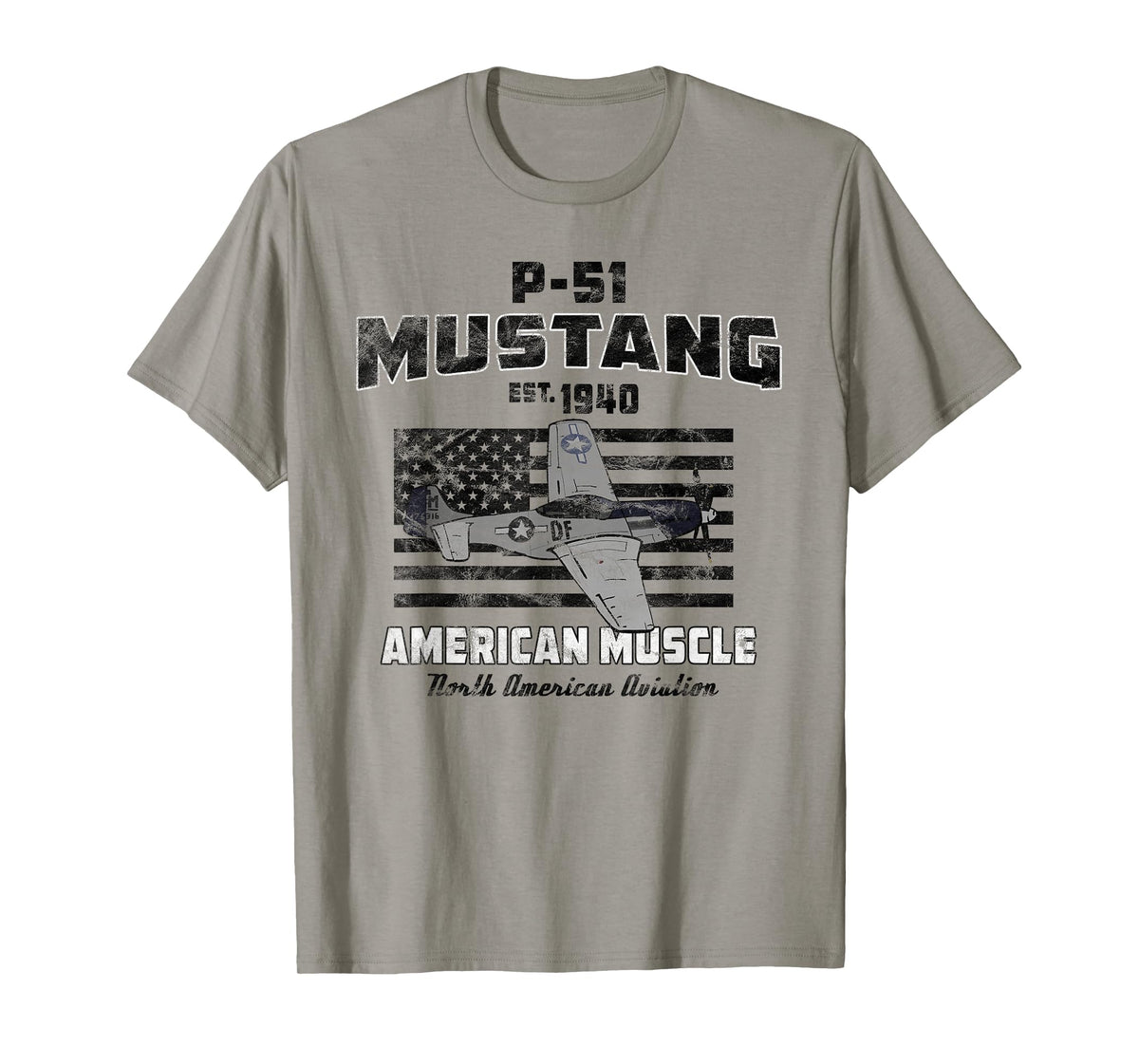 P-51 Mustang WWII Airplane American Muscle Vintage T-shirt T-Shirt