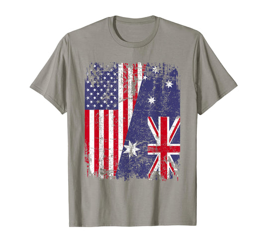 AUSTRALIAN ROOTS | Half American Flag | AUSTRALIA T-Shirt for Women Kids Men