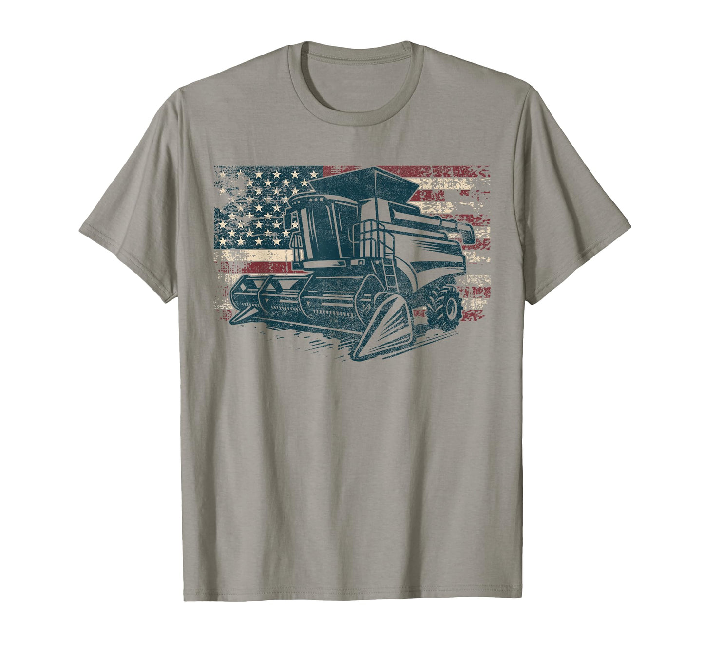 American Flag Combine Harvester Farming Patriotic Farmer T-Shirt