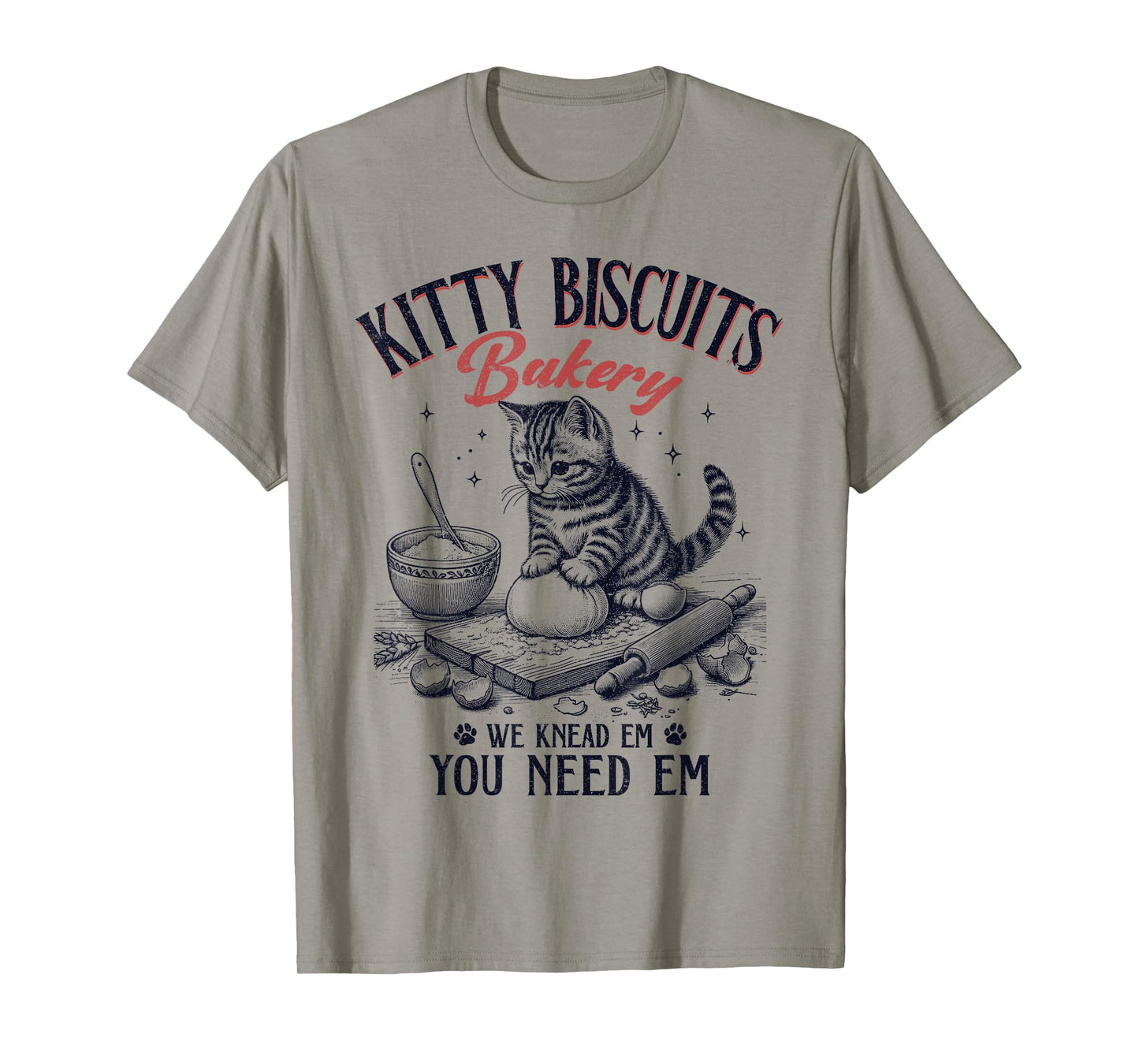 Cute Kitty Biscuits Bakery Vintage T-Shirt