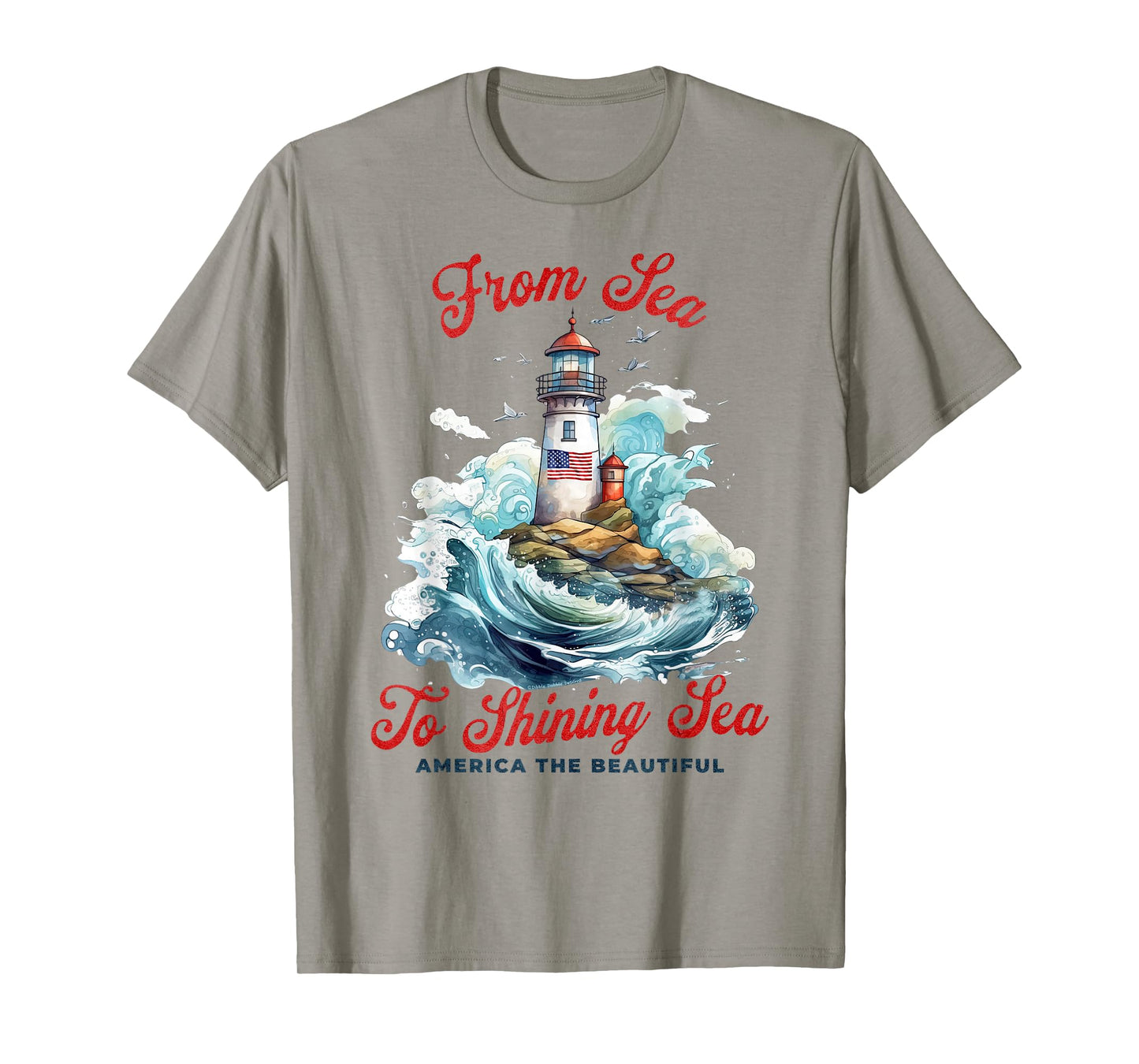 Patriotic from Sea to Shining Sea Lighthouse 4th of July T-Shirt