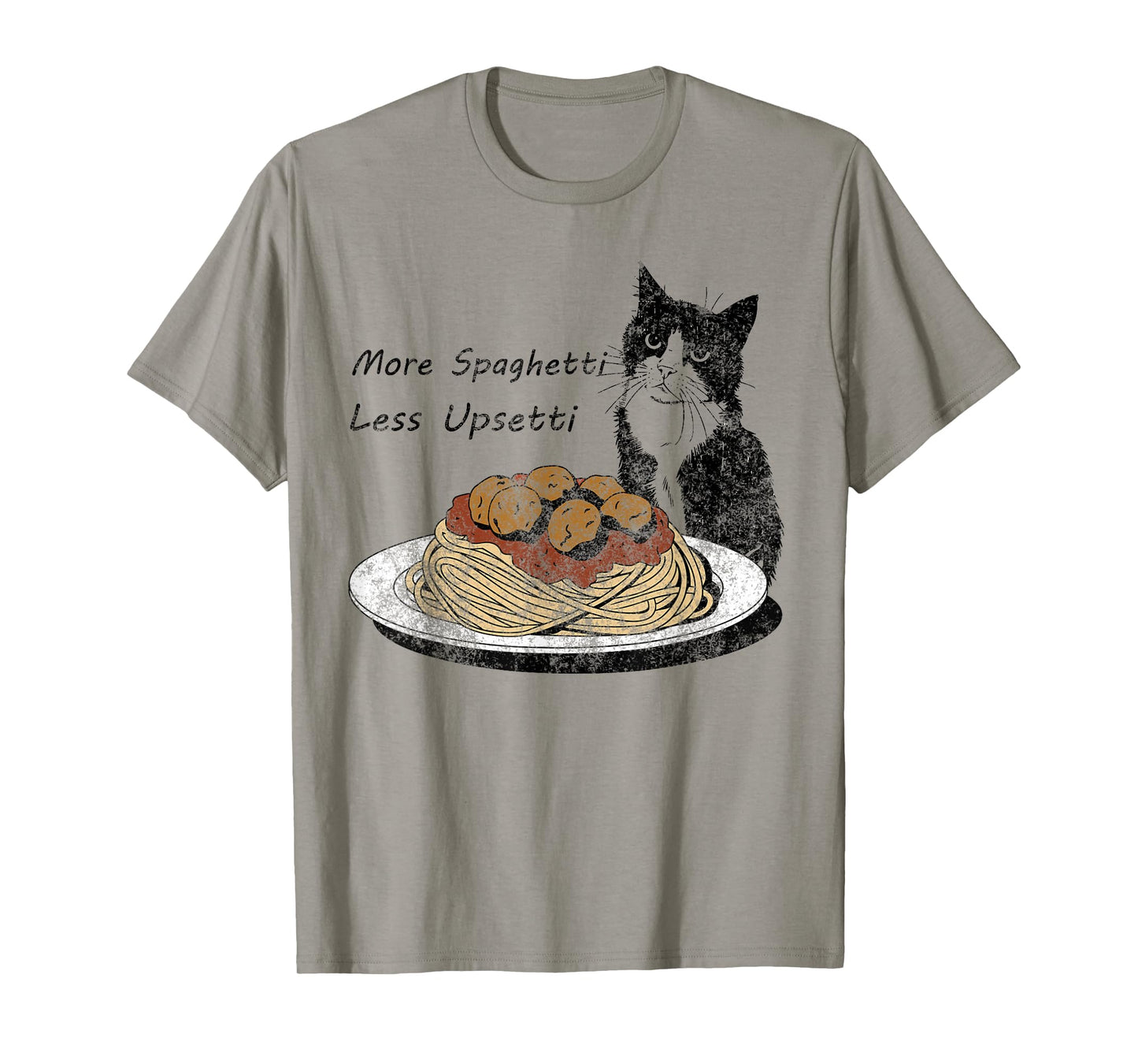 more spaghetti less upsetti black cat spaghetti and meatball T-Shirt for Men Women