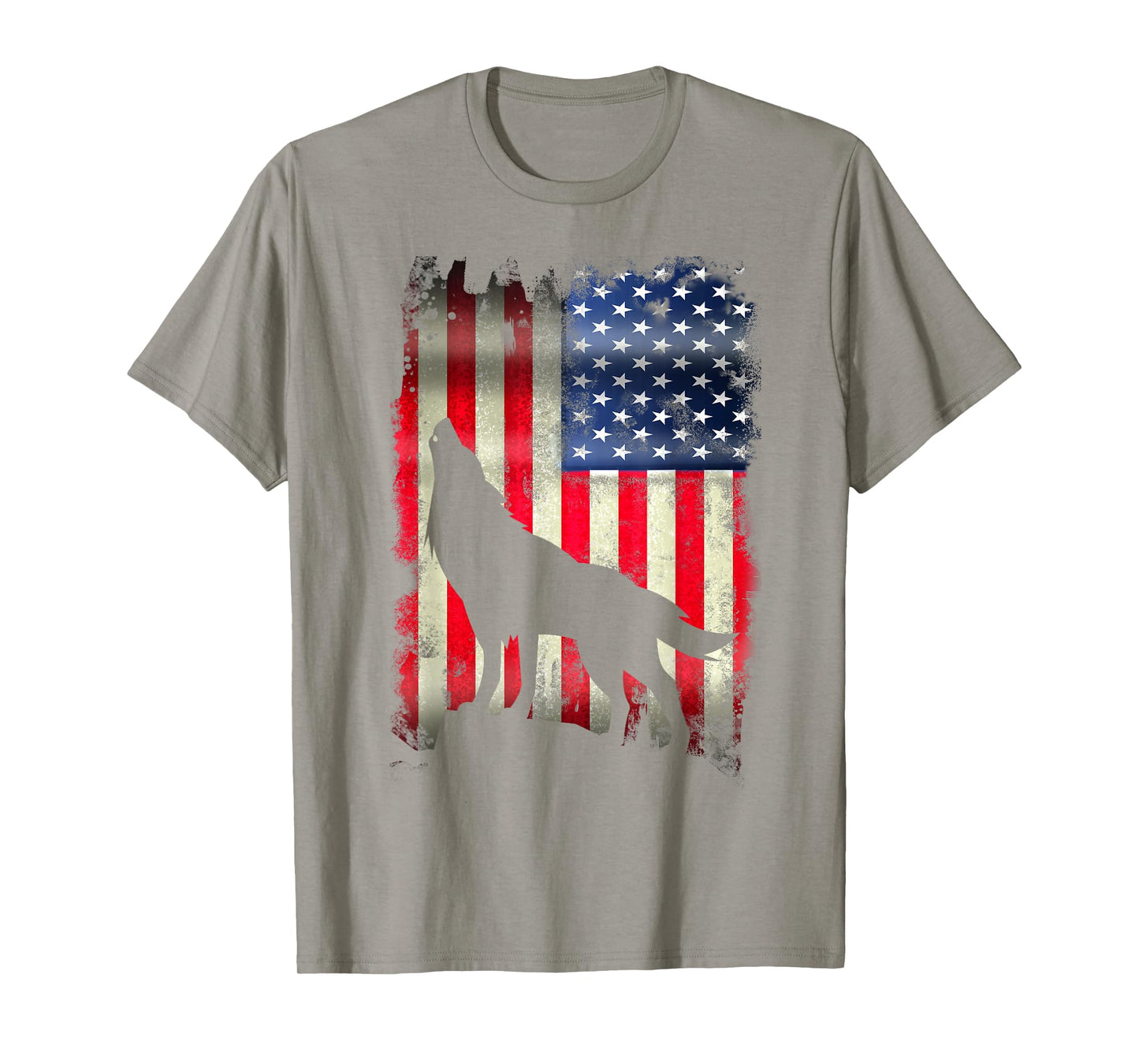 USA Wolf Vintage American Flag Funny Animal T Shirt T-Shirt for Women Kids Men