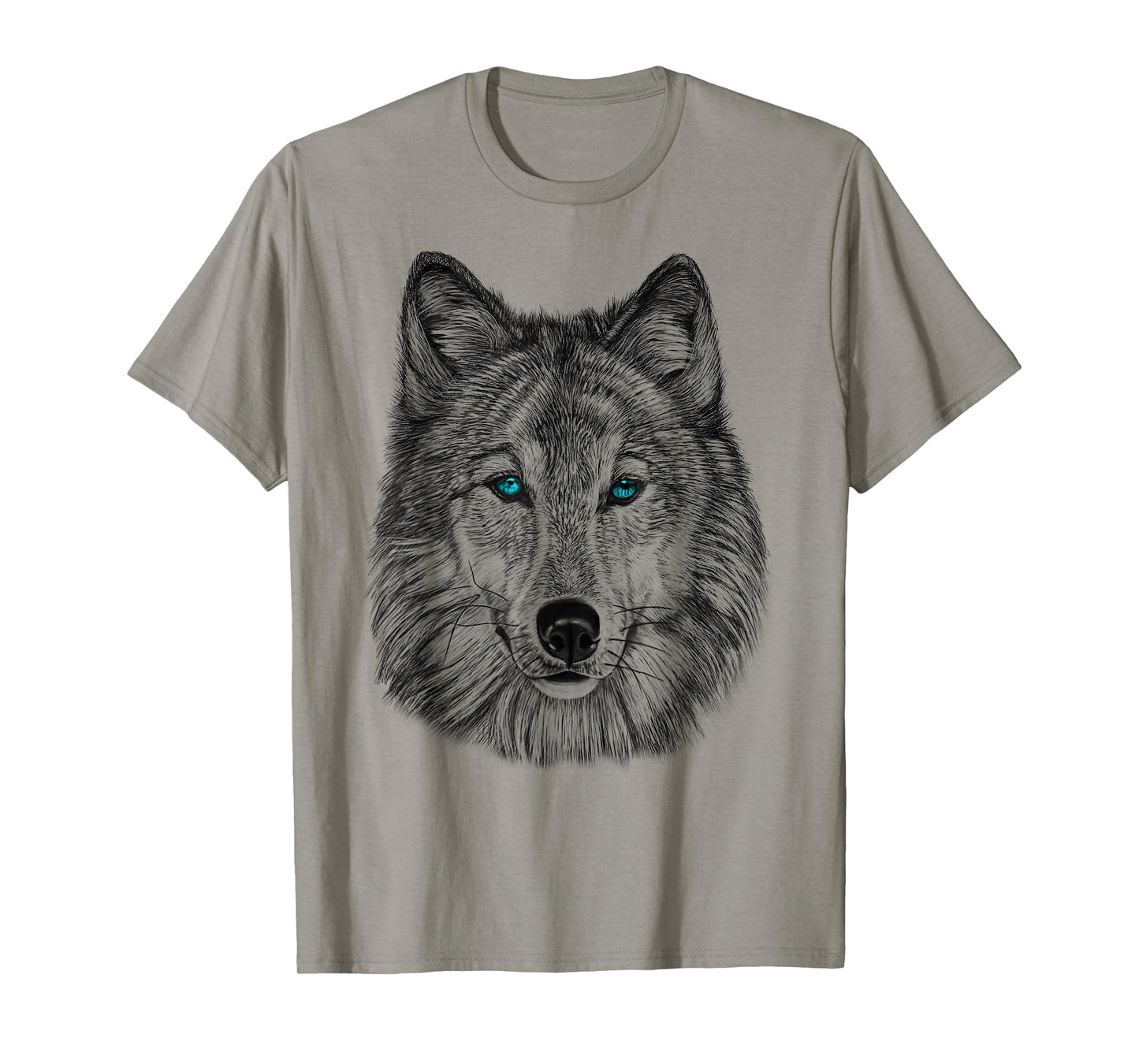 Fearless Eye of The Wolf Face Print Black and White Graphic T-Shirt