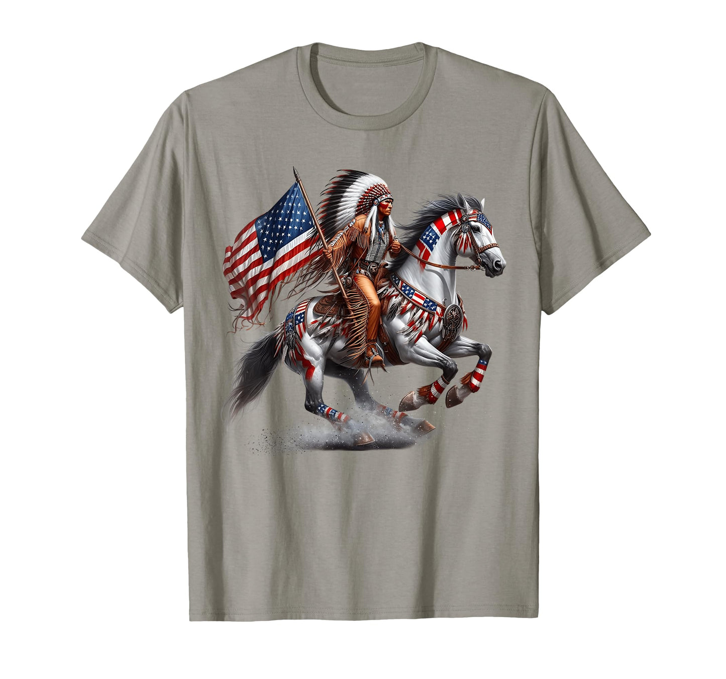 Native American Flag 4th of July Horse Indian Burial Ground T-Shirt