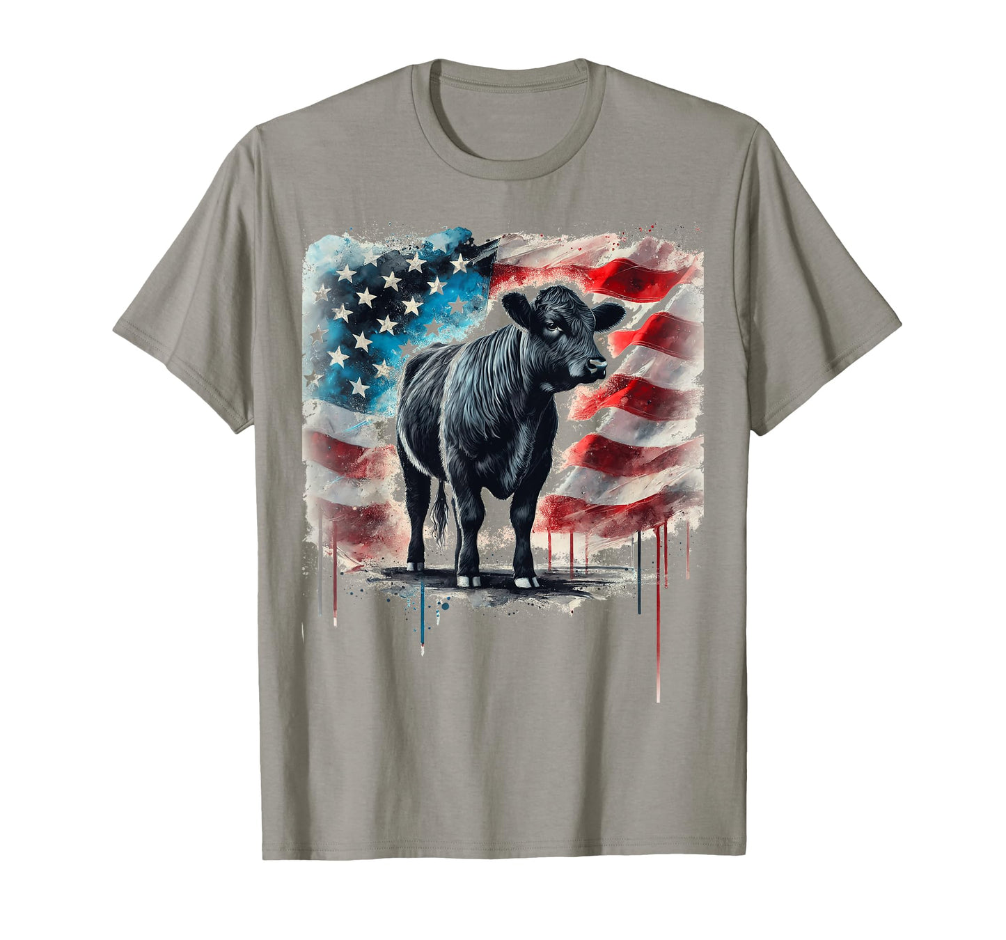Angus Rancher USA American Flag Cow T-Shirt
