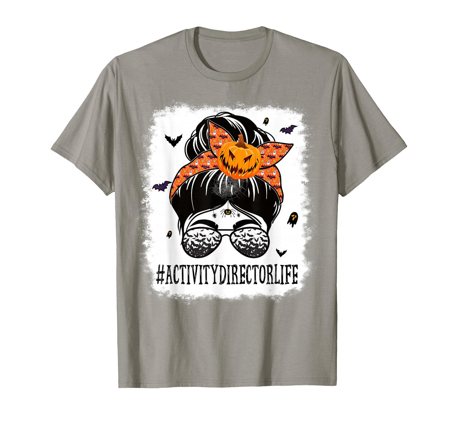 Activity Director Messy Bun Spooky Pumpkin Halloween Costume T-Shirt