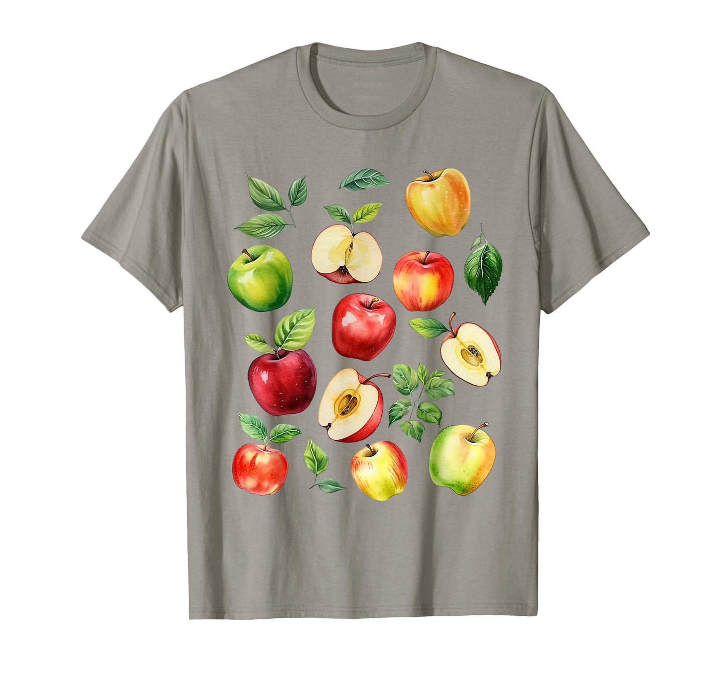 Apple Picking Farmer Apple Varieties Watercolor Farm Fresh T-Shirt