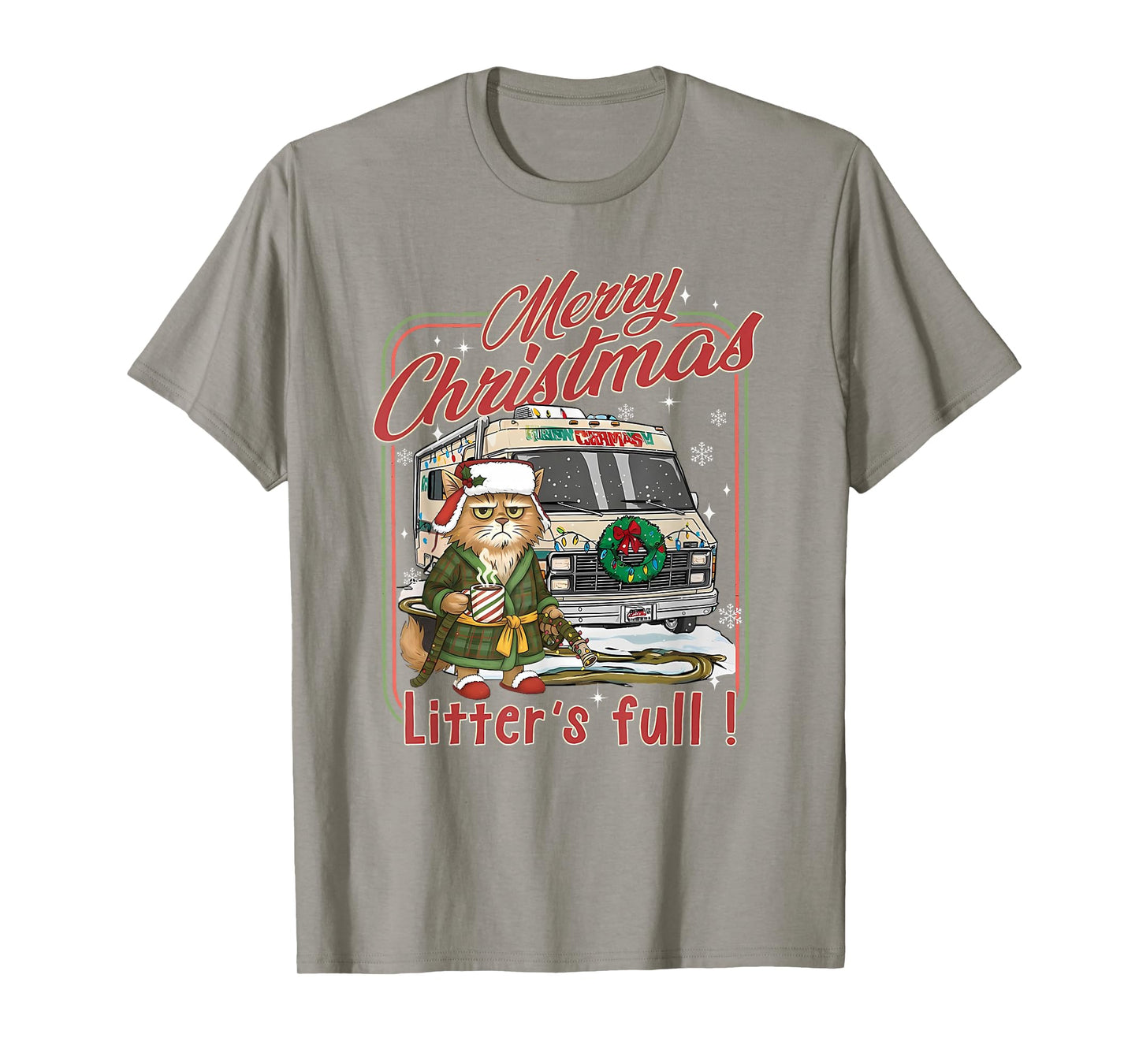 Litter's Full Merry Christmas Funny Cat Lovers Holidays Xmas T-Shirt