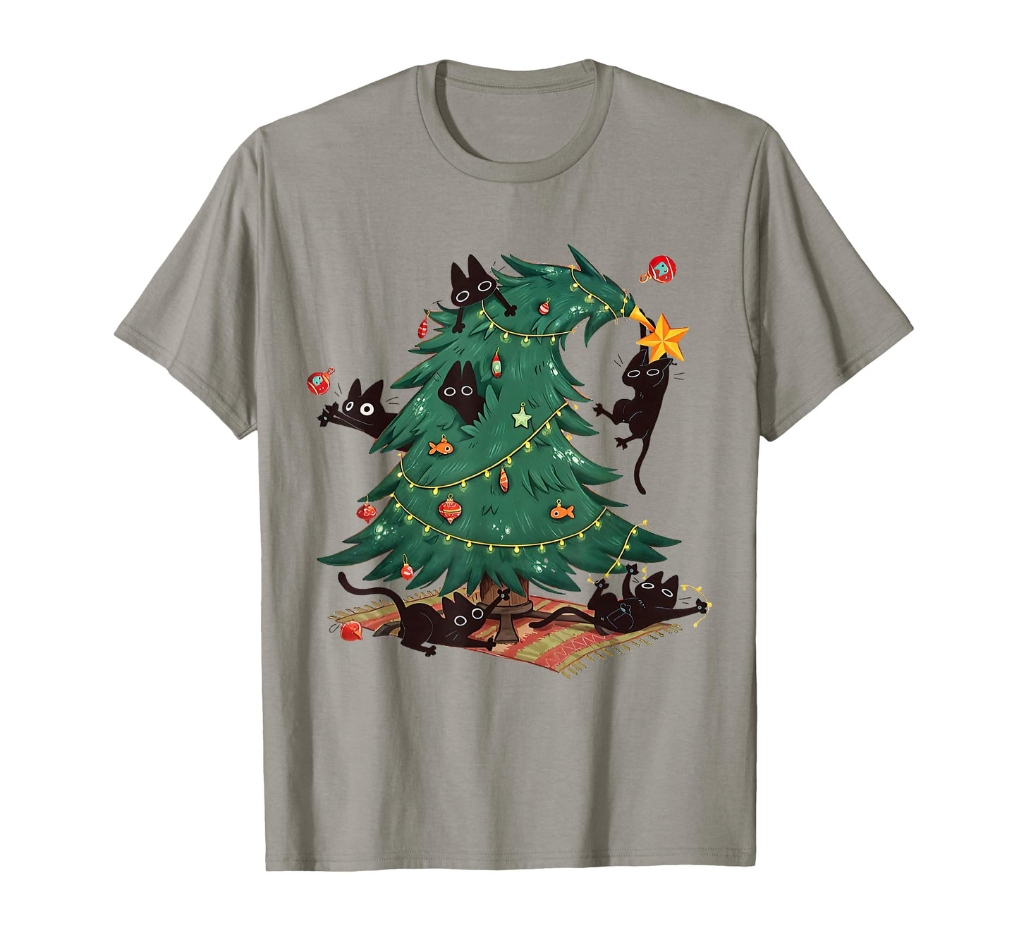 Christmas Tree and Cat Cute Christmas Cat Lover T-Shirt